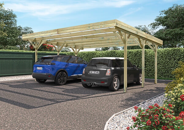 découvrez notre carport spacieux pour 2 voitures, alliant esthétique et praticité. protégez vos véhicules des intempéries tout en embellissant votre extérieur avec notre solution durable et élégante.