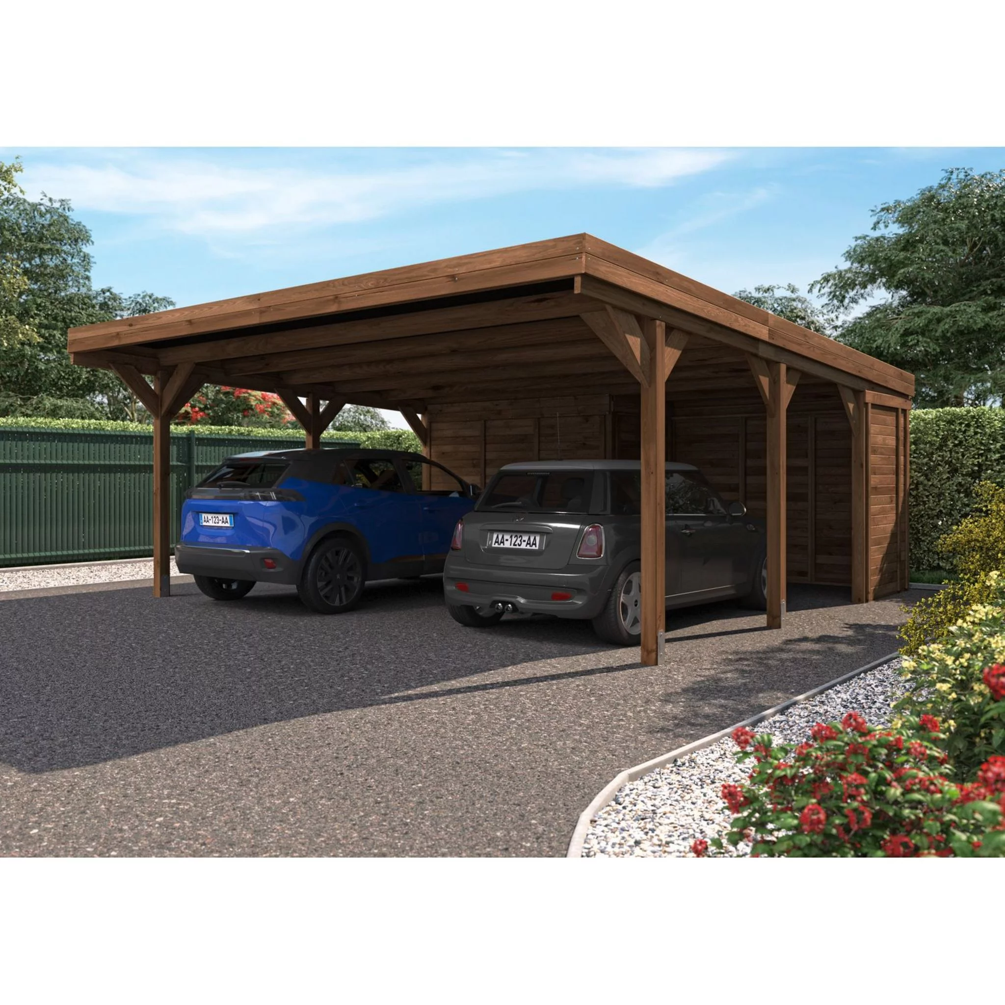 découvrez notre carport spacieux spécialement conçu pour abriter 2 voitures, offrant une protection optimale contre les intempéries. alliant esthétique et robustesse, il est parfait pour valoriser votre extérieur tout en garantissant la sécurité de votre véhicule.