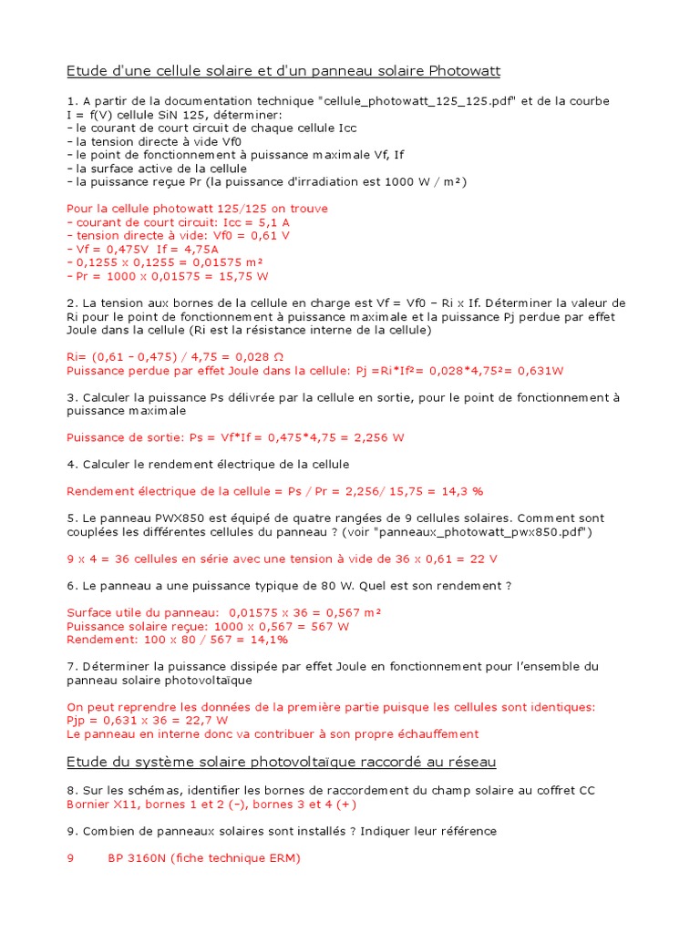 découvrez notre collection d'exercices corrigés sur les systèmes photovoltaïques. idéale pour les étudiants et professionnels souhaitant approfondir leurs connaissances en énergie solaire, cette ressource vous offre des solutions détaillées et des explications claires pour maîtriser les concepts clés.