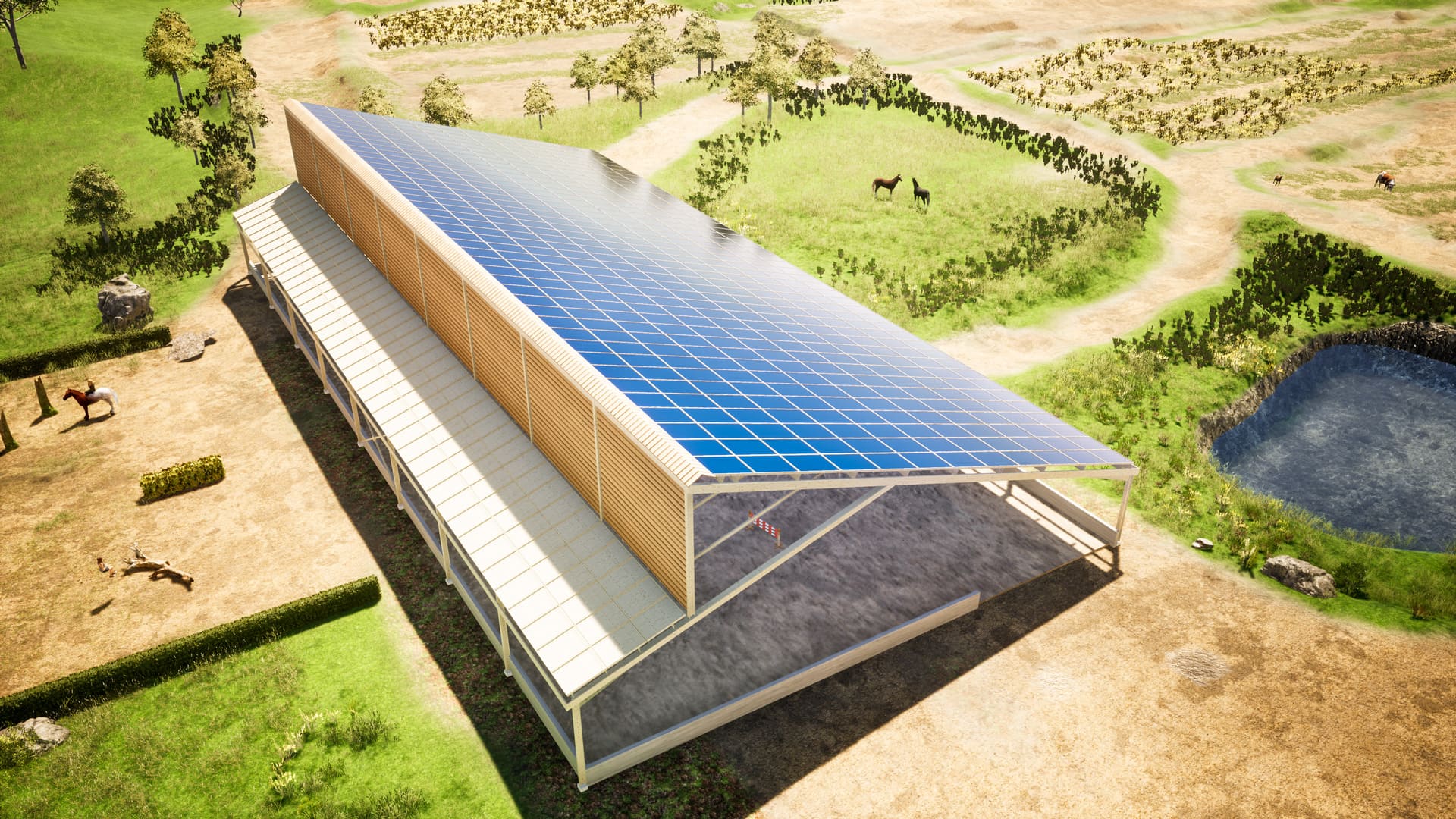 découvrez notre manège équestre solaire, une installation innovante et respectueuse de l'environnement, idéale pour le pratique de l'équitation en toute sérénité. profitez d'un éclairage naturel tout en préservant la planète !