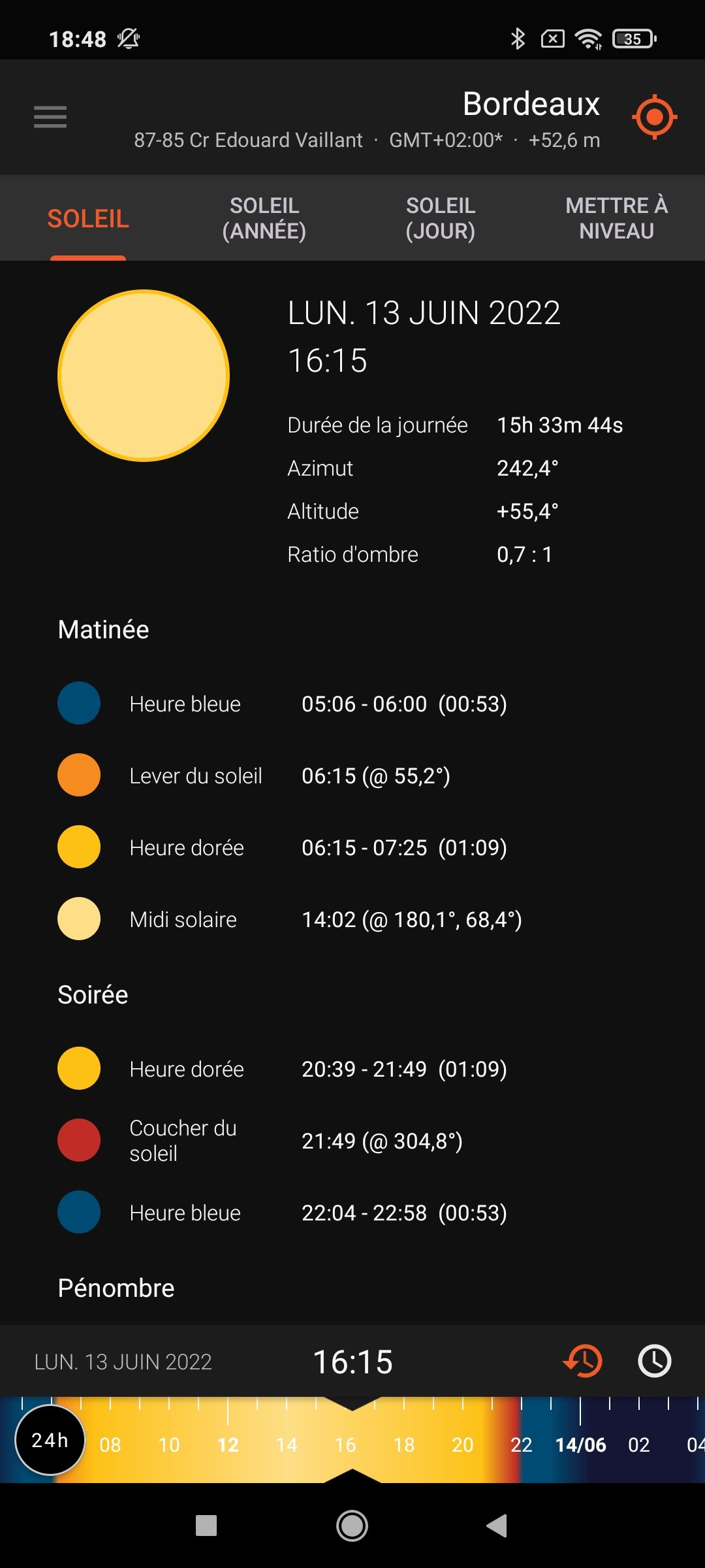 découvrez notre application d'orientation au soleil qui vous aide à naviguer facilement en fonction de l'emplacement du soleil. que vous soyez en randonnée, à la plage ou simplement en ville, trouvez la direction et l'angle parfaits pour profiter pleinement de votre journée en plein air.