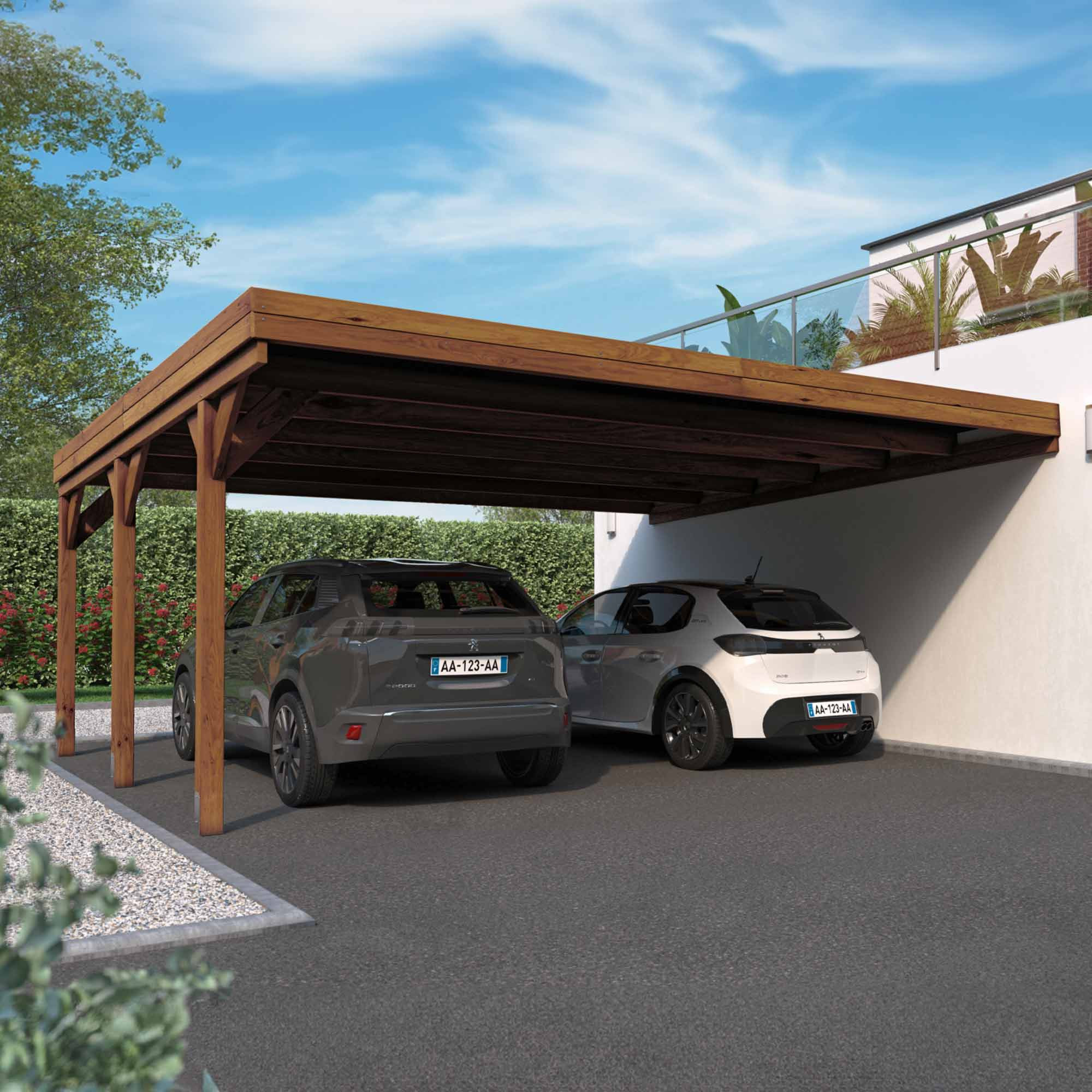 découvrez notre carport pour 2 voitures, une solution pratique et esthétique pour protéger vos véhicules des intempéries. fabriqué avec des matériaux de haute qualité, ce carport s'intègre parfaitement dans votre jardin tout en offrant un accès facile et sécurisé à vos voitures.
