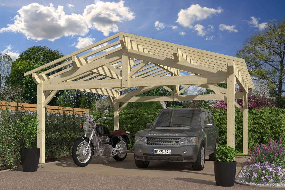 découvrez notre carport spacieux pour 2 voitures, alliant esthétisme et praticité. protégez votre véhicule des intempéries tout en ajoutant une touche moderne à votre jardin. idéal pour gagner de la place et sécuriser votre espace.