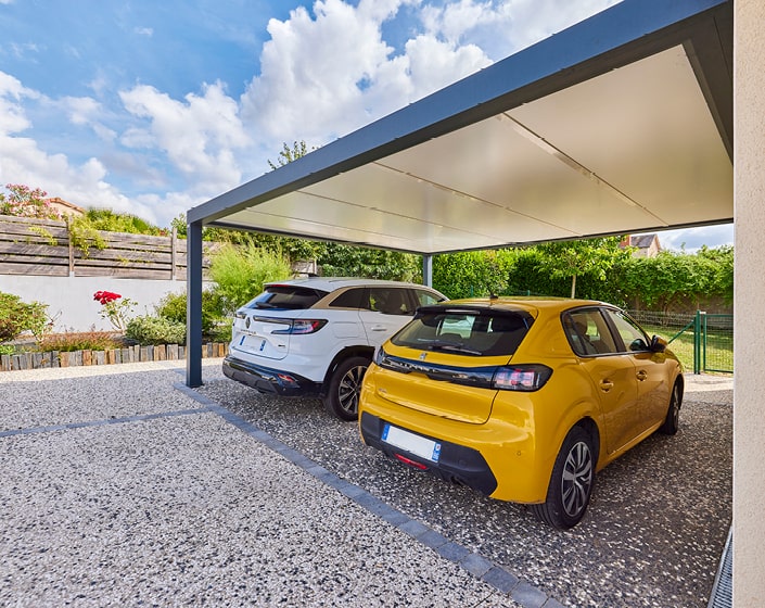 découvrez notre carport pour 2 voitures, une solution idéale pour protéger votre véhicule des intempéries. alliant praticité et esthétisme, ce carport s'intègre parfaitement à votre espace extérieur tout en offrant une protection optimale.