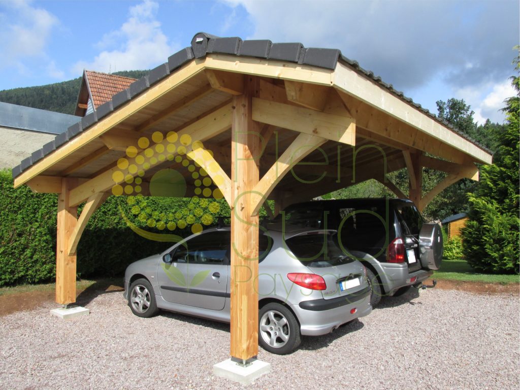 découvrez notre carport en bois conçu pour accueillir deux voitures, alliant esthétisme et robustesse. protégez votre véhicule des intempéries tout en embellissant votre espace extérieur avec ce carport durable et polyvalent.
