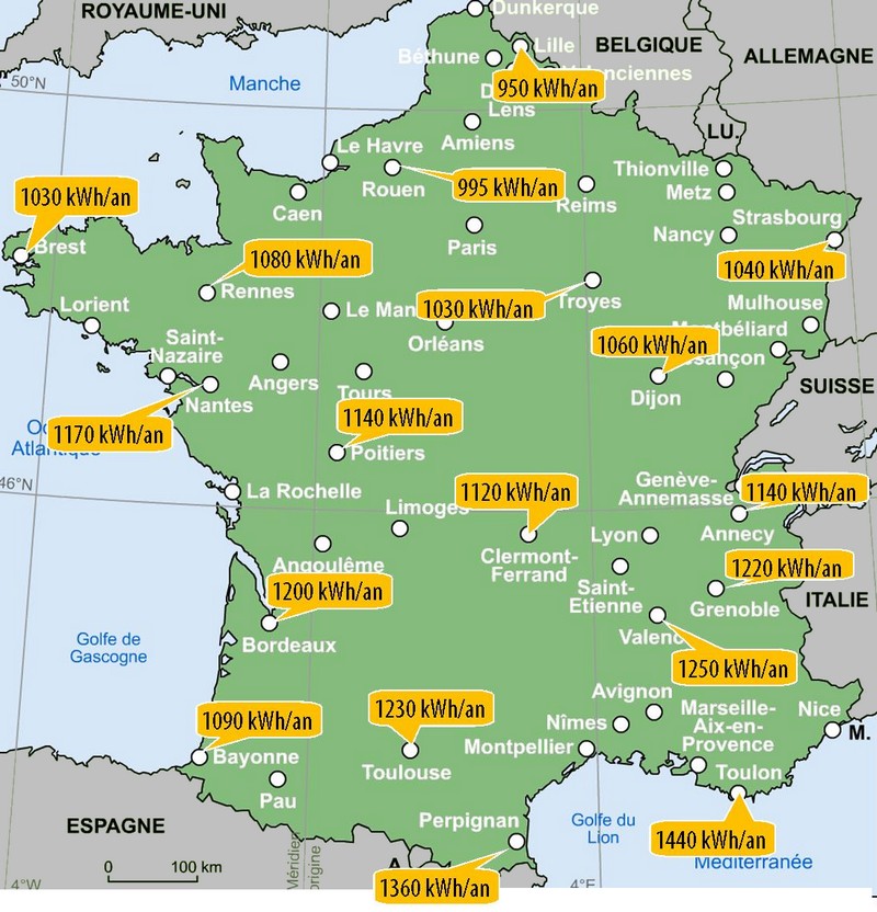 découvrez notre carte d'ensoleillement photovoltaïque pour la france, qui vous permet d'identifier les zones idéales pour l'installation de panneaux solaires. maximisez votre production d'énergie renouvelable grâce à des données précises sur l'ensoleillement dans chaque région.