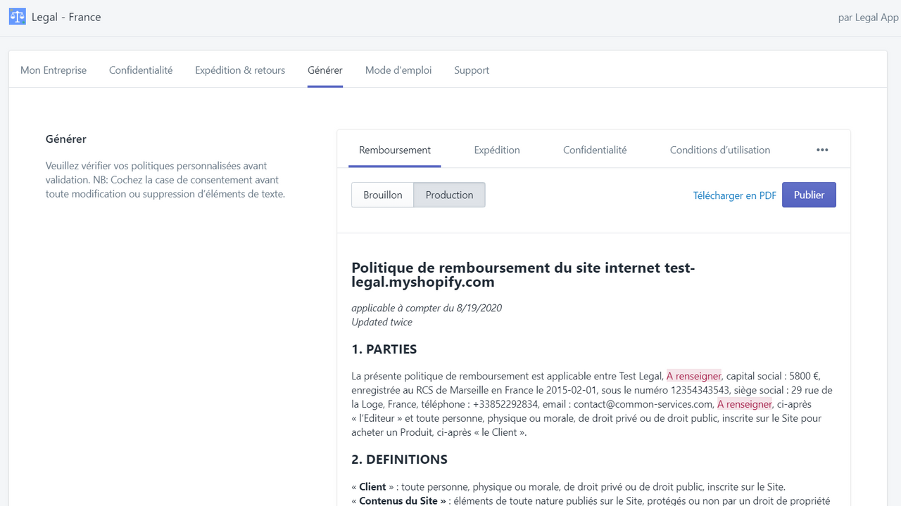 découvrez notre générateur de conditions générales de vente (cgv) gratuit, conçu pour vous aider à élaborer des documents conformes aux réglementations en vigueur. simple et rapide, cet outil en ligne vous permet de personnaliser vos cgv en quelques clics, garantissant ainsi la protection de votre activité et la transparence avec vos clients.