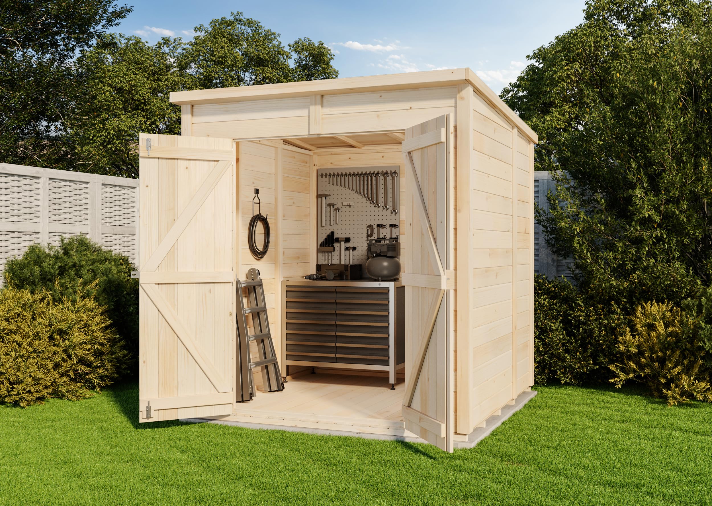 découvrez notre sélection d'abris en bois à pente, alliant esthétisme et fonctionnalité. parfaits pour protéger vos équipements et embellir votre espace extérieur, ces abris sont conçus pour résister aux intempéries tout en offrant une solution de rangement pratique.