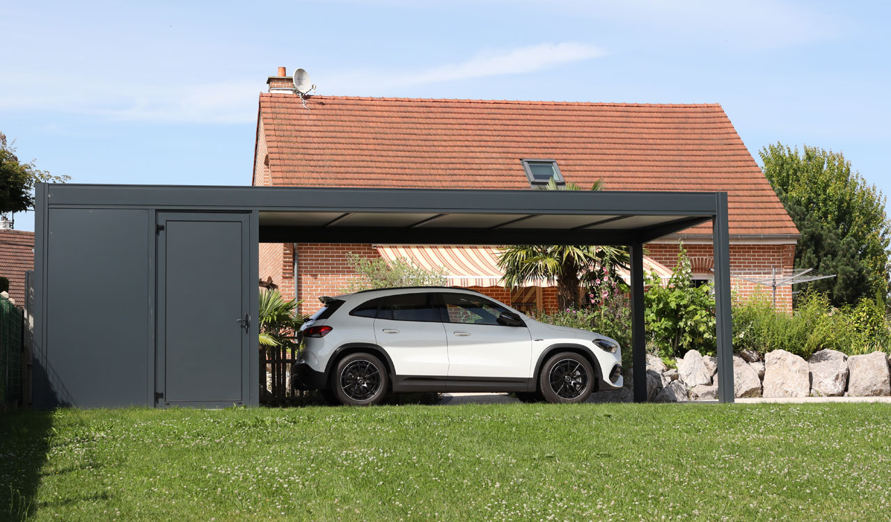 découvrez notre carport innovant avec abri, alliant protection pour votre véhicule et espace de rangement supplémentaire. conçu pour s'intégrer harmonieusement dans votre jardin, il offre une solution pratique et esthétique pour toutes vos besoins extérieurs.