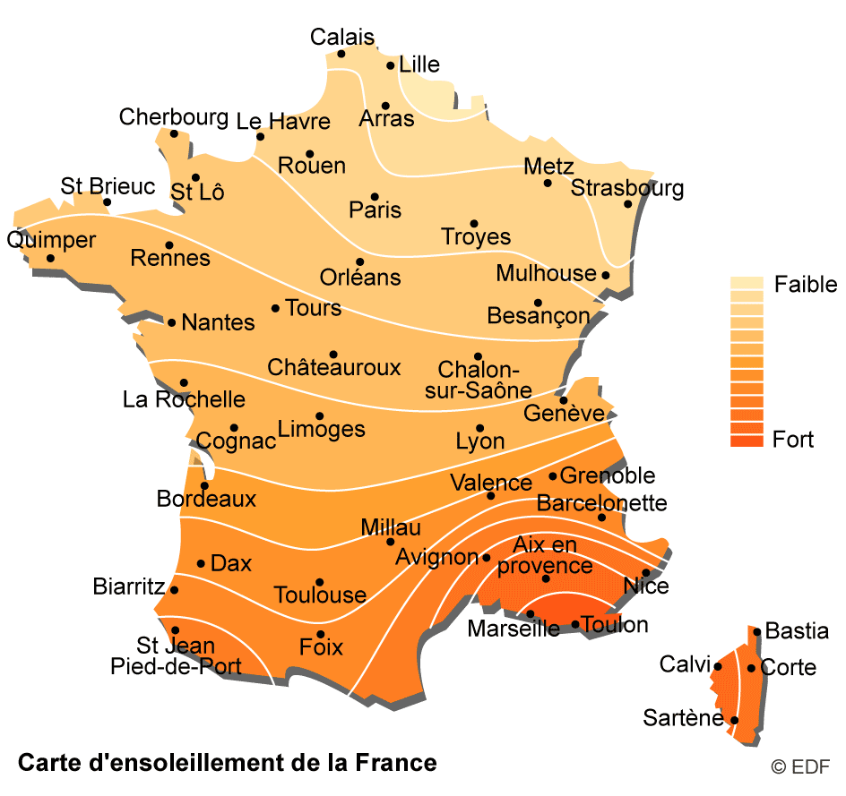 découvrez la carte solaire de france, un outil essentiel pour visualiser l'ensoleillement dans différentes régions. optimisez votre production d'énergie solaire en connaissant les zones les plus ensoleillées et informez-vous sur les meilleures pratiques pour l'installation de panneaux solaires.
