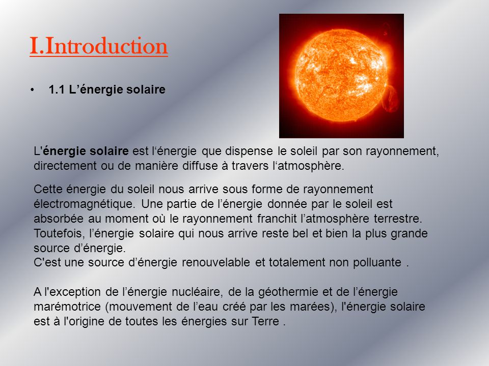 découvrez notre exposé captivant sur l'énergie solaire, ses principes fondamentaux, ses avantages environnementaux et son impact sur notre avenir. plongez dans l'univers des énergies renouvelables avec des exemples concrets et des solutions innovantes pour un monde durable.