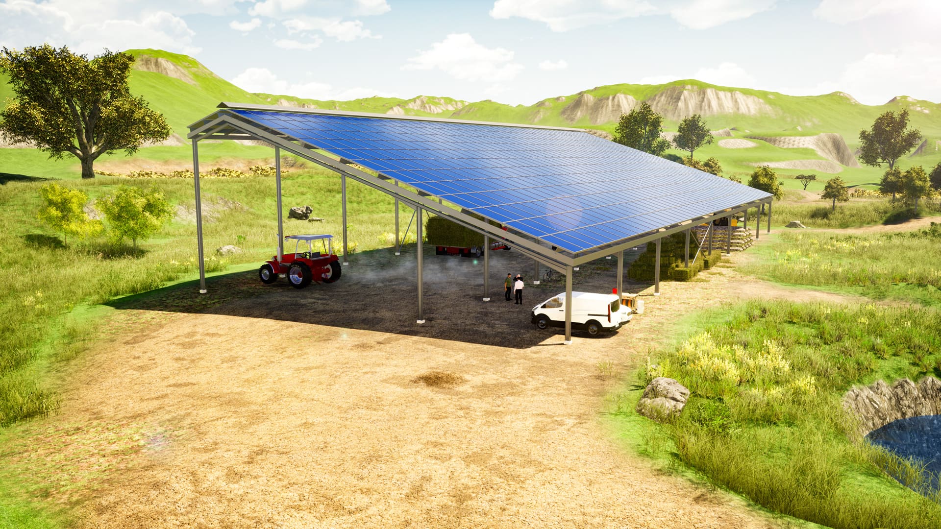 découvrez notre hangar solaire innovant, conçu pour maximiser l'efficacité énergétique tout en offrant un espace de stockage polyvalent. profitez d'une solution écologique qui réduit votre empreinte carbone tout en répondant à vos besoins en matière d'énergie renouvelable.