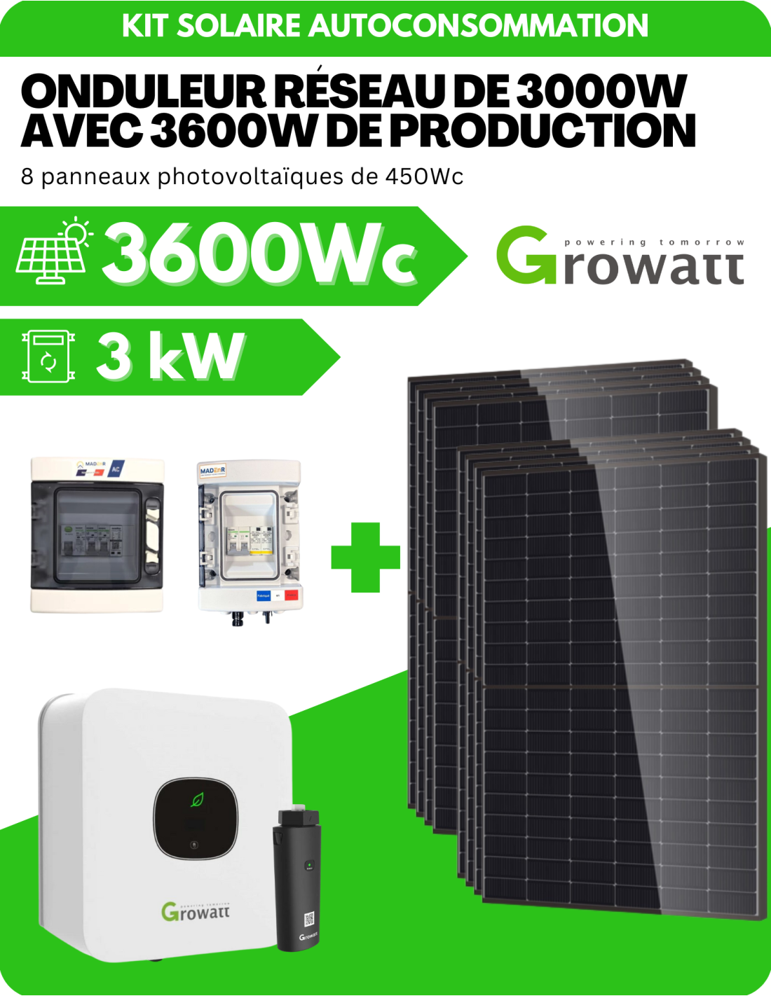 découvrez notre kit solaire 3 kw, une solution idéale pour produire votre propre électricité verte. économisez sur vos factures d'énergie tout en contribuant à la protection de l'environnement. facile à installer, ce kit est conçu pour maximiser votre indépendance énergétique.