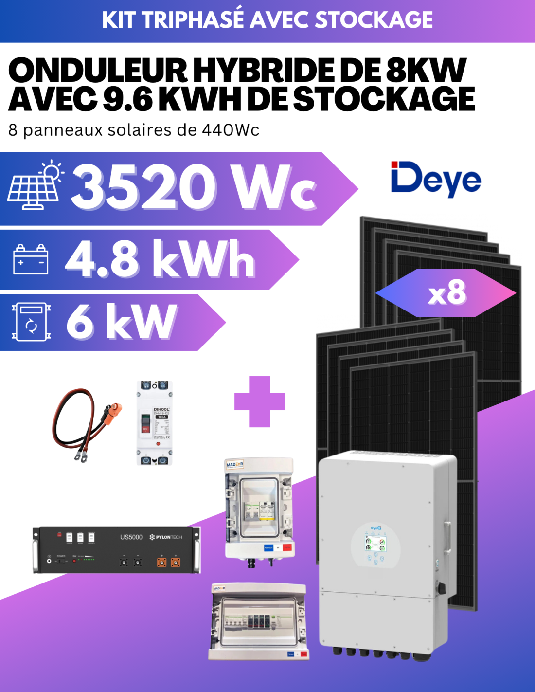 découvrez notre kit solaire 6kw, une solution efficace et écologique pour produire votre propre énergie. idéal pour les foyers souhaitant réduire leur facture d'électricité tout en contribuant à la protection de l'environnement. facile à installer et compatible avec diverses configurations, ce kit vous offre une autonomie énergétique optimale.