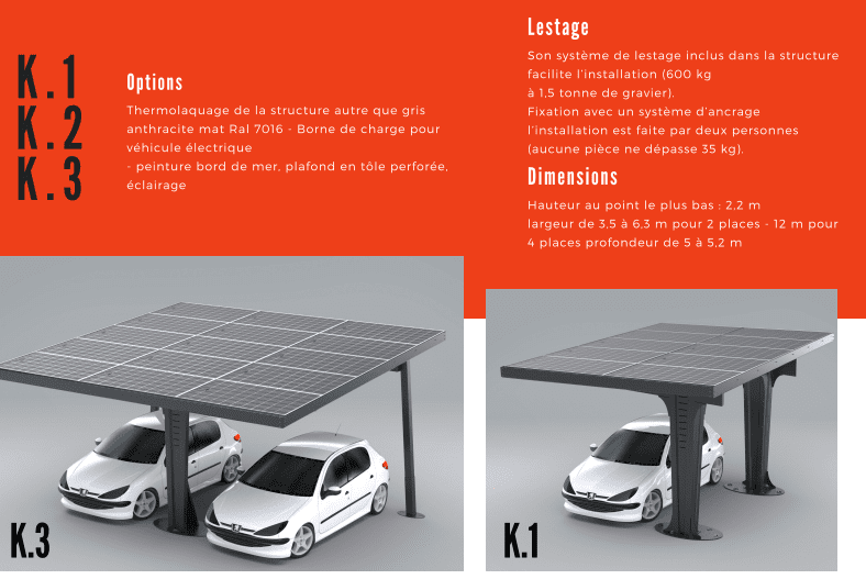 découvrez notre abri voiture solaire, une solution innovante alliant protection et durabilité. protégez votre véhicule tout en produisant de l'énergie verte grâce à ses panneaux solaires intégrés. optez pour un choix écologique et économique pour votre stationnement !